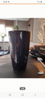 2x Bruine Hoogglans Gebakken Pot, Gebruikt, Overige kleuren, Aardewerk of Porselein, Ophalen of Verzenden