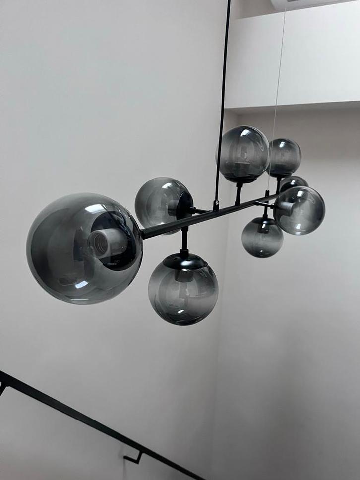 Moderne hanglamp met glazen bollen, Huis en Inrichting, Lampen | Hanglampen, Zo goed als nieuw, Minder dan 50 cm, Glas, Ophalen of Verzenden