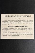 Advertentiekaart HIJSM int. restauratierijtuig (±1910), Gebruikt, Ophalen of Verzenden, Trein, Kaart of Prent
