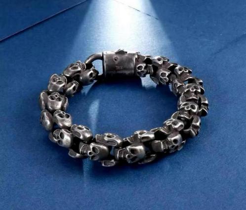 armband, zilver kleur, rvs, zwart, biker, rocker, man, vrouw, Sieraden, Tassen en Uiterlijk, Armbanden, Nieuw, Overige materialen