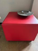 Gispen kleine lederen hocker rood 48/60/60, Ophalen, Vierkant, Leer, Zo goed als nieuw
