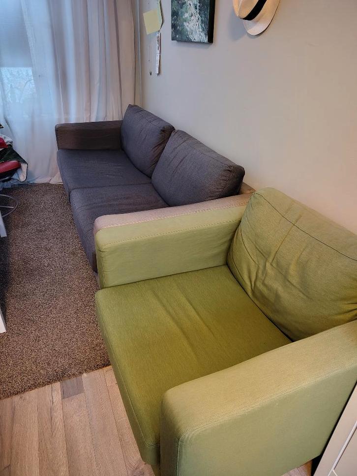 Gratis Bank & Stoel, Huis en Inrichting, Banken | Bankstellen, Gebruikt, Rechte bank, Driepersoons, 200 tot 250 cm, 75 tot 100 cm