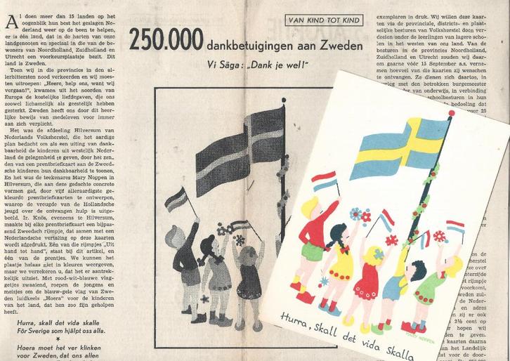 NVH Post 1945 - 5 ansichtkaarten dank je wel aan Zweden, Verzamelen, Militaria | Tweede Wereldoorlog, Overige soorten, Boek of Tijdschrift