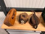3 x groot houten blok / katrol, Watersport en Boten, Ophalen of Verzenden, Gebruikt, Lijn of Blok
