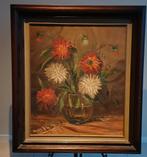 Antiek schilderij bloemen in vaas gesigneerd Bakker., Antiek en Kunst, Ophalen of Verzenden