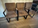 6 Lizzy eetkamerstoelen van Leen Bakker, Ophalen, Gebruikt, Bruin, Metaal
