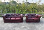 Orginele Engelse Chesterfield Set 3 + 2 zits!!, Ophalen of Verzenden, Zo goed als nieuw, Leer, 150 tot 200 cm