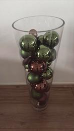 Glazen vaas met kersballen, Huis en Inrichting, Woonaccessoires | Vazen, Overige kleuren, Ophalen of Verzenden, Minder dan 50 cm