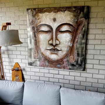 Boeddha Schilderij op Canvas - 120x120cm beschikbaar voor biedingen