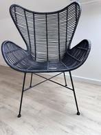 Fauteuil Egg Chair vlinderstoel rotan zwart, Huis en Inrichting, Fauteuils, Minder dan 75 cm, Scandinavisch, Zo goed als nieuw