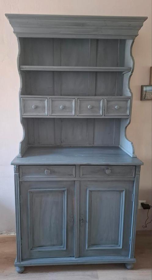 Mooie brocante grijze buffetkast, Huis en Inrichting, Kasten | Buffetkasten, Gebruikt, 200 cm of meer, 50 tot 75 cm, Ophalen