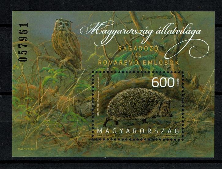 hongarije 10 pf blok wildlife zoogdieren uilen vogels egels, Postzegels en Munten, Postzegels | Thematische zegels, Postfris, Dier of Natuur