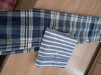 Antiek textiel blauw 2 kussenslopen blauw vintage retro, Ophalen of Verzenden