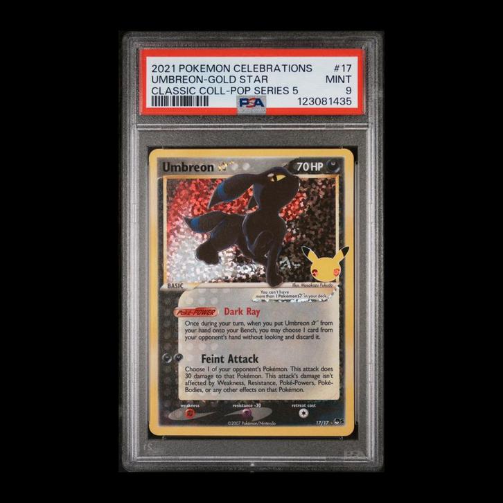 Zeldzame Umbreon Gold Star Pokémonkaart - PSA 9 Mint, Hobby en Vrije tijd, Verzamelkaartspellen | Pokémon, Zo goed als nieuw, Ophalen of Verzenden