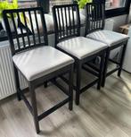 Scandi Ekendale Bar Chair (3x) - dark wood / light cushion, Ophalen, Scandi / Modern, Zo goed als nieuw, Hout
