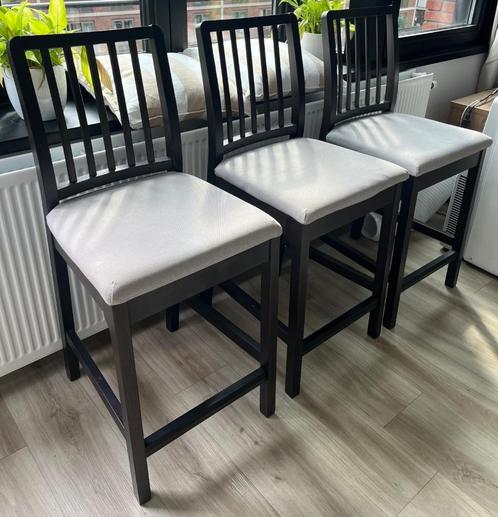 Scandi Ekendale Bar Chair (3x) - dark wood / light cushion, Huis en Inrichting, Stoelen, Zo goed als nieuw, Drie, Hout, Bruin