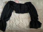 Zwarte Crop Top Ballonnen Mouw XS/M Nieuw, Kleding | Dames, Tops, Zwart, Nieuw, Lange mouw, Maat 36 (S)