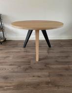 Ronde massief eiken eettafel – 122 cm – robuust & modern, Huis en Inrichting, Tafels | Eettafels, Ophalen, 100 tot 150 cm, Zo goed als nieuw