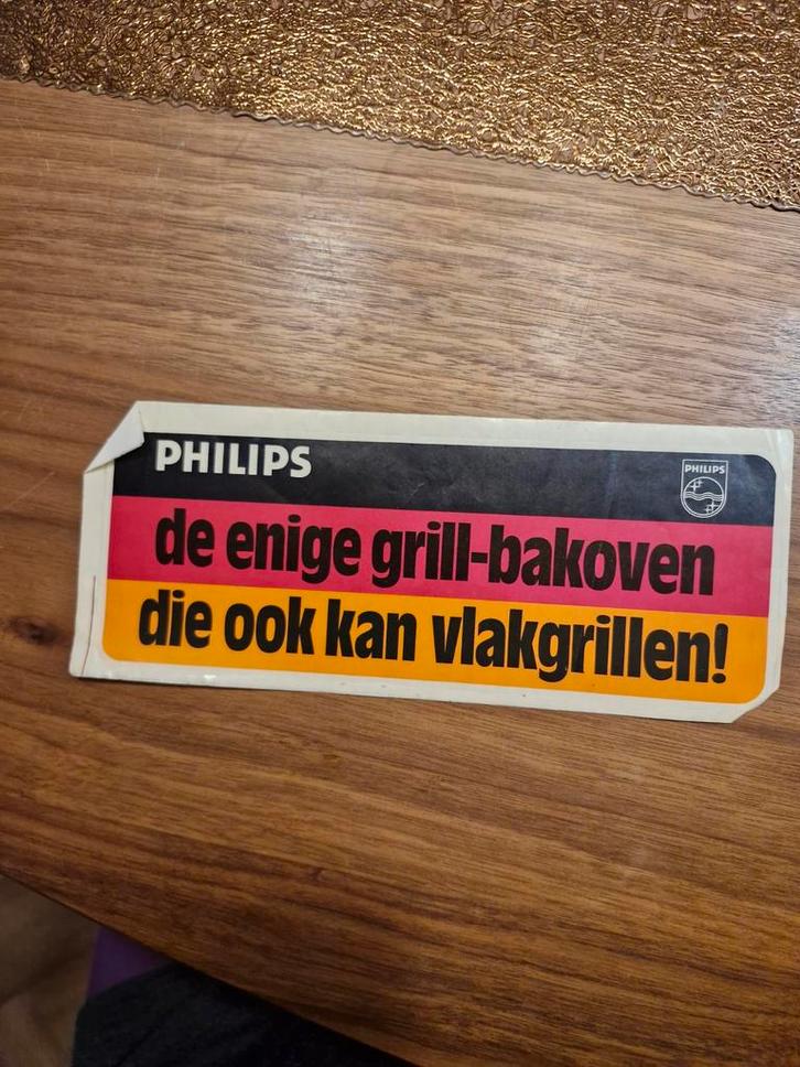2292 Vintage Philips Reclame Sticker  - Grill-bakoven, Verzamelen, Stickers, Gebruikt, Ophalen of Verzenden