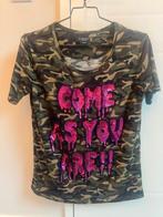 My brand maat M t-shirt neon roze pailletten leger print, Groen, Maat 38/40 (M), Ophalen of Verzenden, My Brand