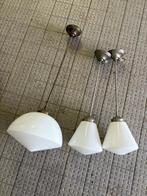 3x melkglas hanglampen, Ophalen, Gebruikt, Glas, 50 tot 75 cm