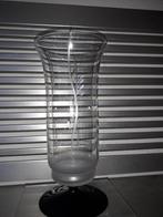 ART DECO LEERDAM GEETSTE VAAS met ZWARTE VOET PERFECTE STAAT, Antiek en Kunst, Antiek | Glas en Kristal, Ophalen of Verzenden