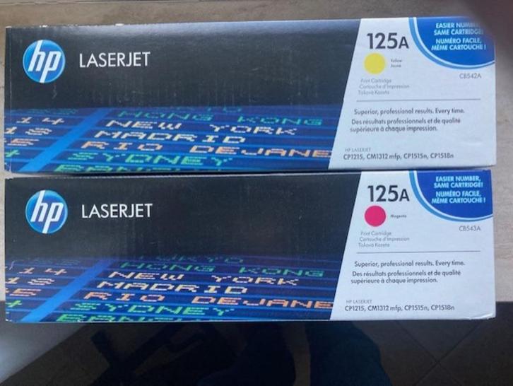 Te Koop : HP 125A ( HP CB542A en HP CB543A) tonercartridges, Computers en Software, Printerbenodigdheden, Nieuw, Toner, Ophalen of Verzenden