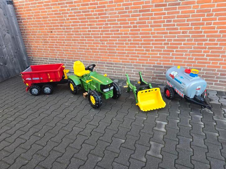 John Deere traptractor met aanhangers, Kinderen en Baby's, Speelgoed | Buiten | Voertuigen en Loopfietsen, Gebruikt, Trapvoertuig