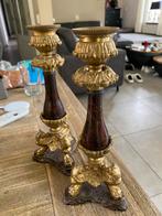 Zware oude kandelaars massief brons, Ophalen of Verzenden, Koper of Brons