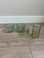 Groene waxinelichthouders, Huis en Inrichting, Woonaccessoires | Kandelaars en Kaarsen, Overige materialen, Ophalen of Verzenden