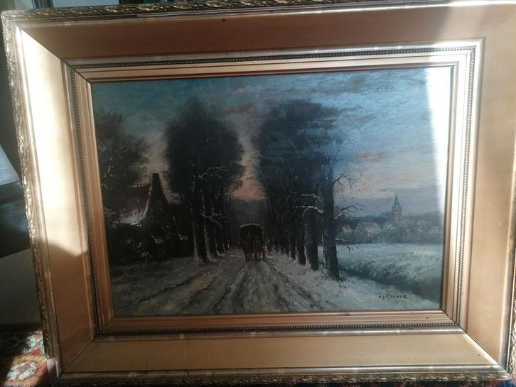 Olieverf schilderij gesigneerd op paneel in mooie staat, Antiek en Kunst, Kunst | Schilderijen | Klassiek, Ophalen of Verzenden