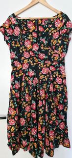 Lady V Zwarte Bloemenjurk Maat 18, Verzenden, Zwart, Maat 46/48 (XL) of groter, Zo goed als nieuw