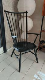 Zwarte vintage spijlenstoel / relaxfauteuil, Huis en Inrichting, Stoelen, Ophalen, Gebruikt, Zwart, Eén