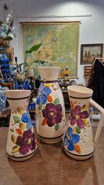 Hubert Bequet Vaas en Kannenset met Bloemmotief, Ophalen of Verzenden