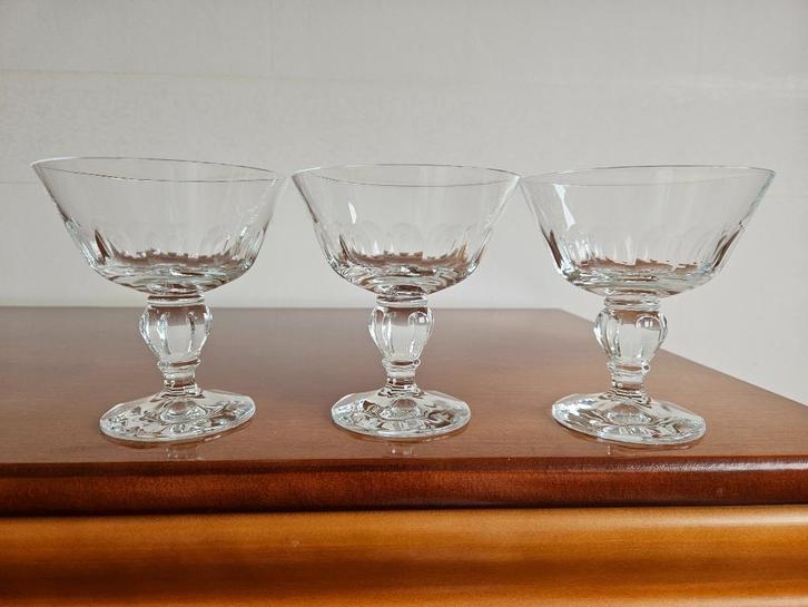 Set van 3 vintage kristallen champagnecoupe, Antiek en Kunst, Antiek | Glas en Kristal, Ophalen