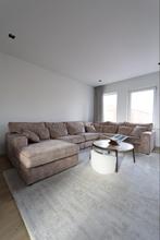 Luxe beige velvet hoekbank, Ophalen, Zo goed als nieuw, Stof