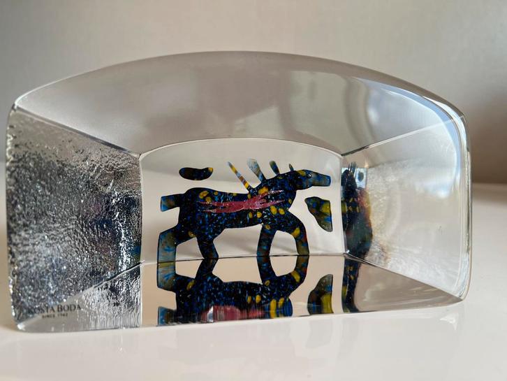 Zeldzaam Kosta Boda ‘Pegasus’ Art Glass Object Vallien 3,2kg, Antiek en Kunst, Kunst | Designobjecten, Ophalen of Verzenden