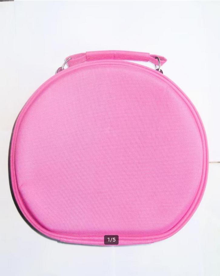 Roze beautycase / Toilettas rond / reiskoffertje, Sieraden, Tassen en Uiterlijk, Beautycases, Zo goed als nieuw, Softcase, Roze