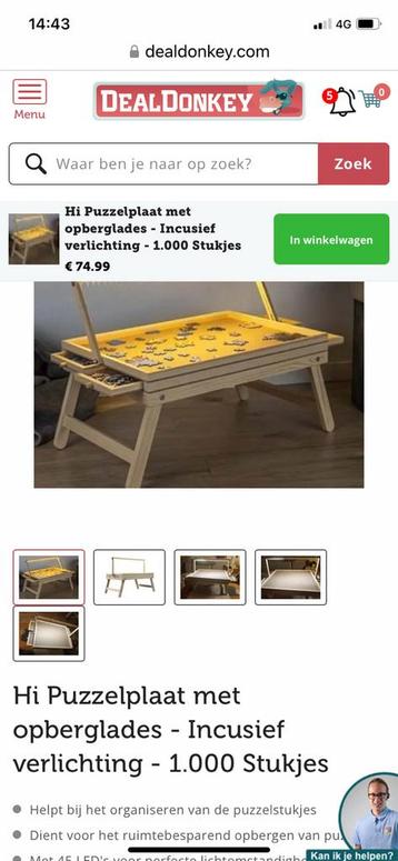 Puzzellafel met verlichting beschikbaar voor biedingen