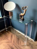 side table Hollywood Regency  70-80er ? glas & plexi, Huis en Inrichting, Tafels | Sidetables, Ophalen, Gebruikt, 100 tot 150 cm
