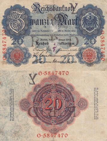 Duitsland 20 Mark 1914 P46 VG beschikbaar voor biedingen