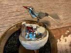ZELDZAME ANTIEKE KERSTBAL VOGEL MET NEST JONGEN, Diversen, Kerst, Ophalen of Verzenden, Gebruikt
