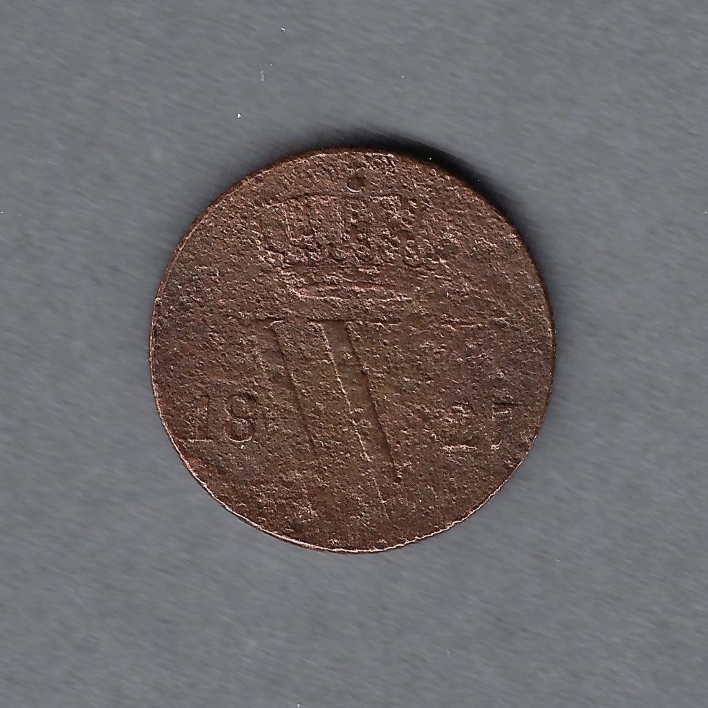 1/2 (halve) cent 1827U Willem I, Postzegels en Munten, Munten | Nederland, Ophalen of Verzenden, Koning Willem I, Overige waardes