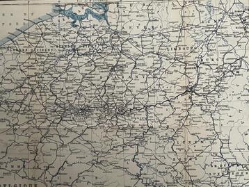 BELGIE - IN - LIJST - 1885 Landkaart Belgie O U D in lijst beschikbaar voor biedingen