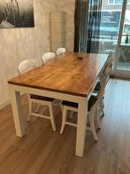 Eettafel set met 6 stoelen, Ophalen, Gebruikt, 50 tot 100 cm, Eikenhout