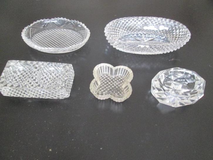 5 x Antiek Kristal Zoutvaatjes ,Ringen bakje ? & Schaaltjes, Antiek en Kunst, Antiek | Glas en Kristal, Ophalen of Verzenden