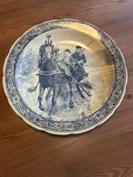 ANTIEK GROOT DELFTS BLAUW BORD PAARDENSLEE - Boch, Ophalen of Verzenden
