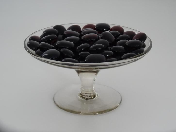Champagnekleurig schaaltje van glas op voet en pebbles, Antiek en Kunst, Antiek | Glas en Kristal, Ophalen of Verzenden