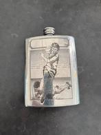 Vintage tinnen  Heupfles met Rugby Design, Ophalen