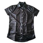 Heren leer look overhemd / mannen shirt wetlook zwart leren, Verzenden, Nieuw, Kleding